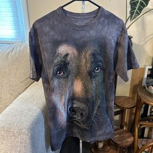 The Mountain German Shepherd Face T-Shirt Brown Tie Dye 3D Realistic Size M